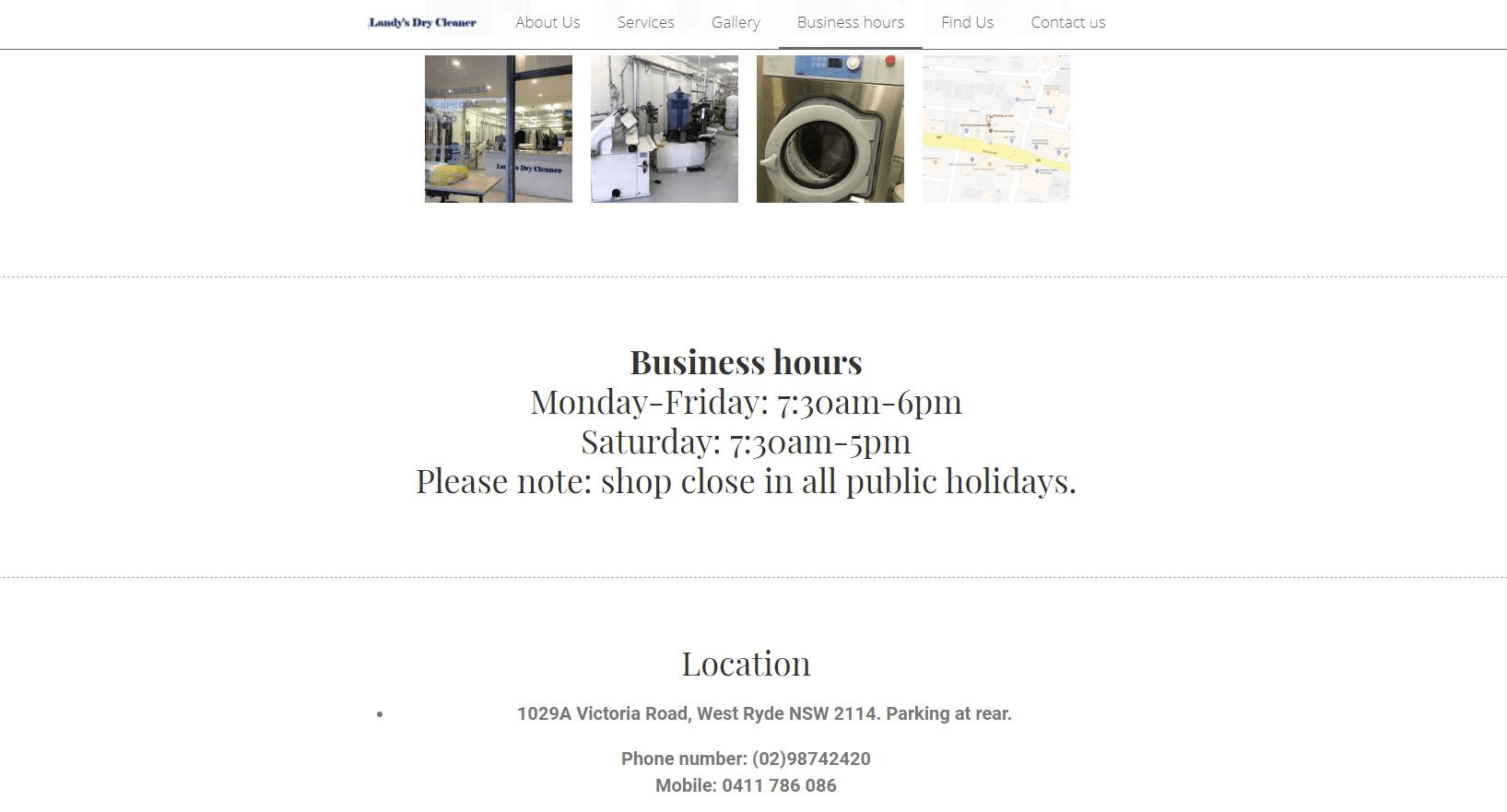 在自助洗衣店網站加入重要資訊如營業時間和地點 在自助洗衣店網站加入重要資訊如營業時間和地點